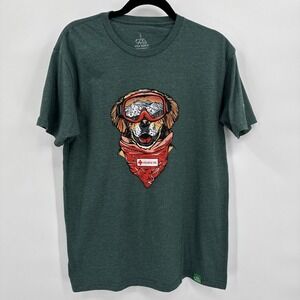 Wild Tribute Maximus the Avalanche Dog TShirt Green Sz. L Unisex Park City Utah